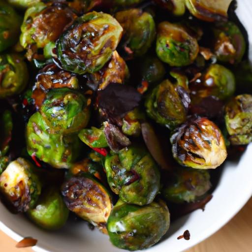 Crispy Roasted Brussels Sprouts Drizzled with Balsamic Glaze