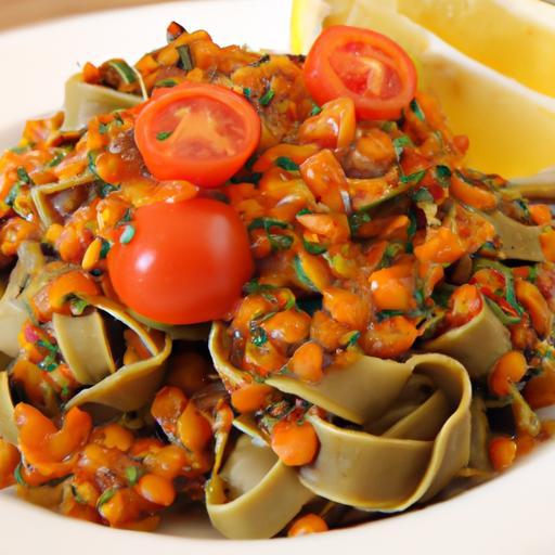 Lentil Pasta Delight: Pesto & Cherry Tomatoes Twist